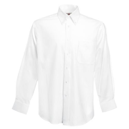Fruit Of The Loom Oxford Long Sleeve Shirt White
